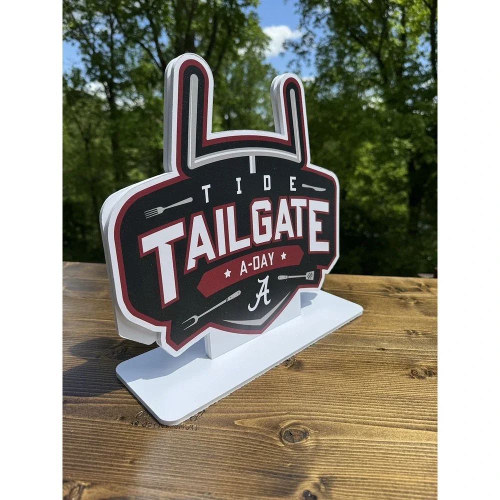 Alabama Crimson Tide A Day Tailgate Double Sided Tabletop‎ Sign Game Day Decor